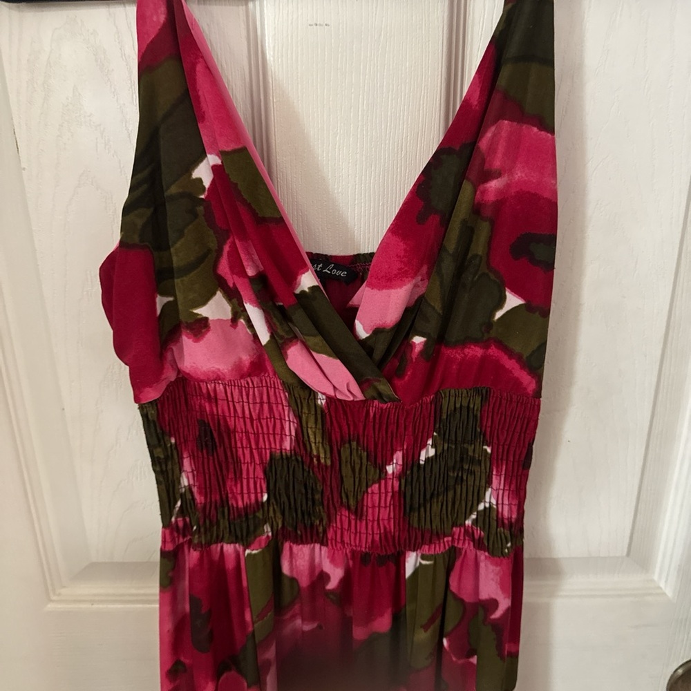Just Love Pink and Red Halter Maxi Dress - Picture 3 of 5